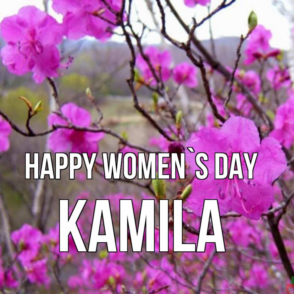 Greetings card с именем, Kamila happy women`s day международный женский день Greetings with text for free download 